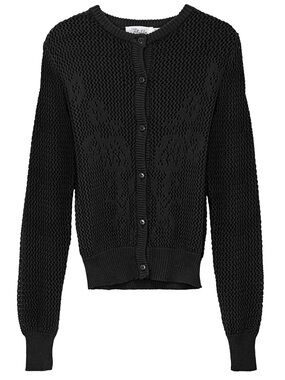 Malibu Black Open-Weave Button Cardigan